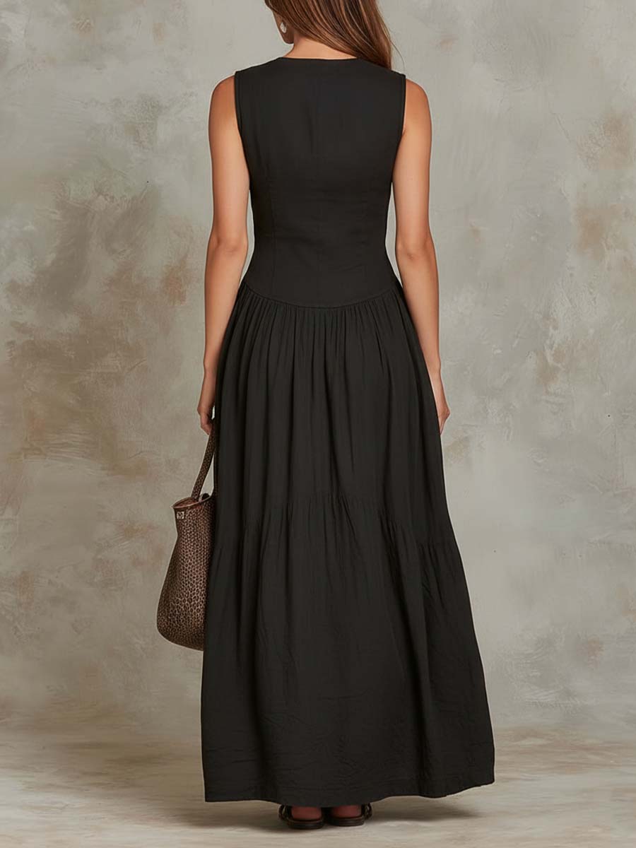Long Retro Dress with Pockets