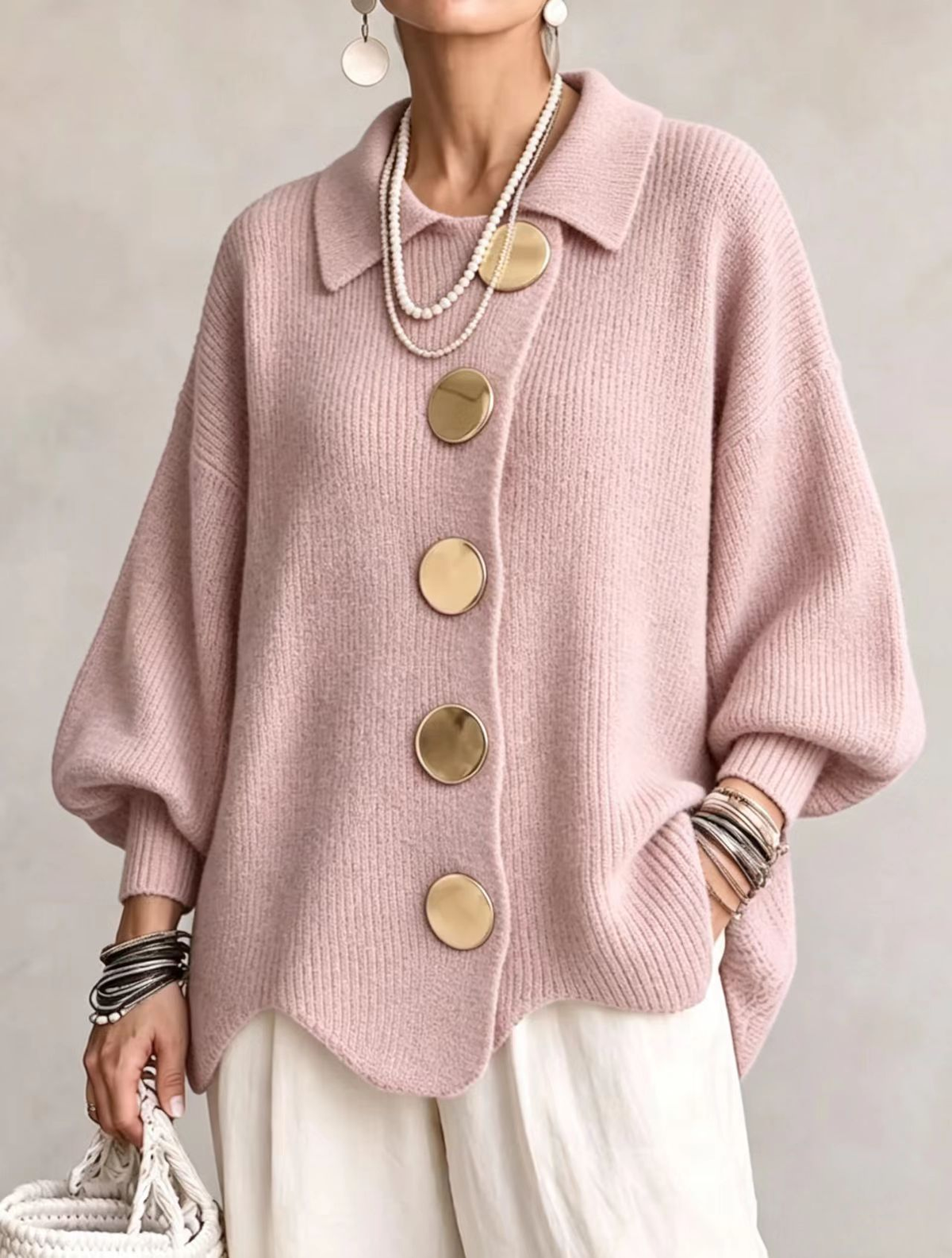 Isadora | Oversized Cardigan with Statement Buttons