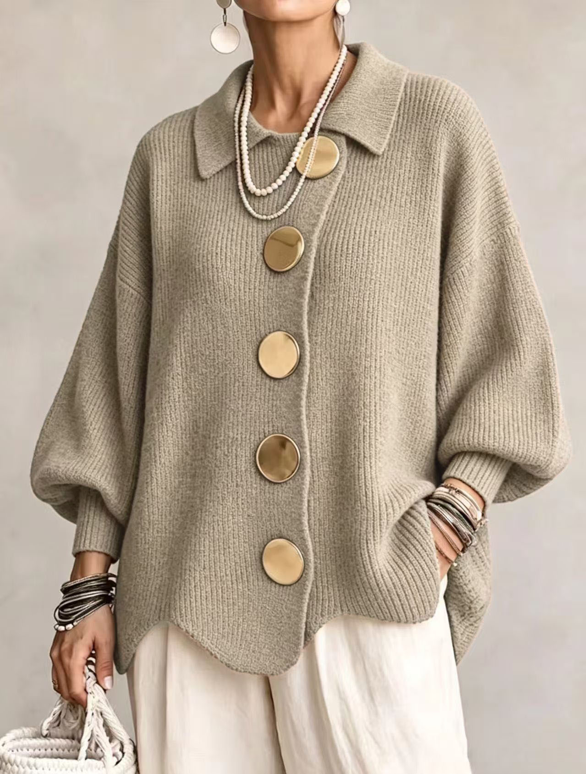 Isadora | Oversized Cardigan with Statement Buttons