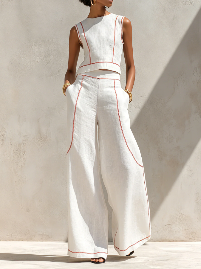 Victoria | Sleeveless Top & Wide-Leg Pants Set
