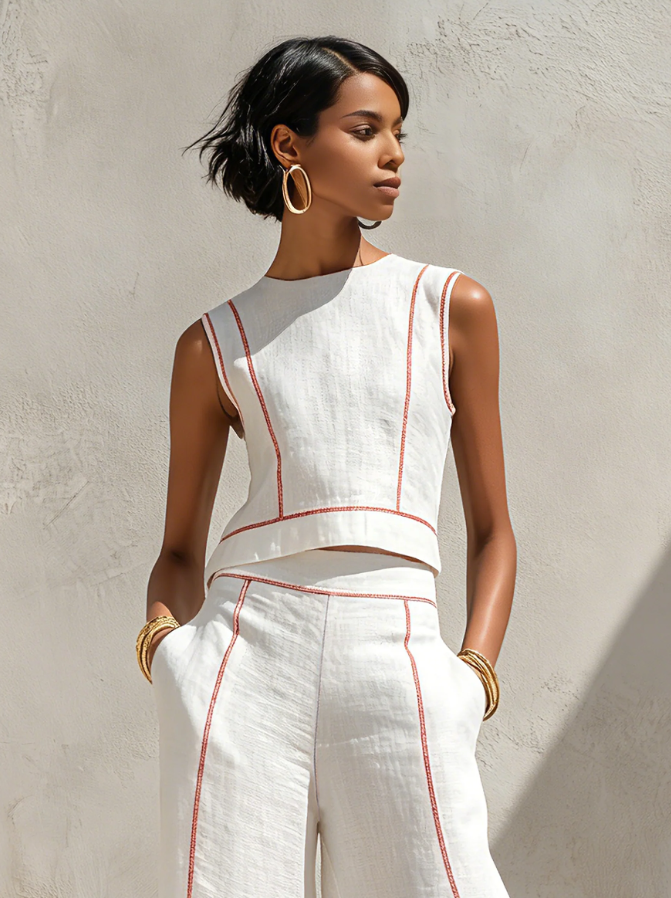 Victoria | Sleeveless Top & Wide-Leg Pants Set
