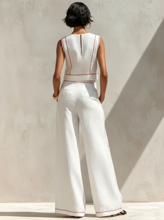 Victoria | Sleeveless Top & Wide-Leg Pants Set