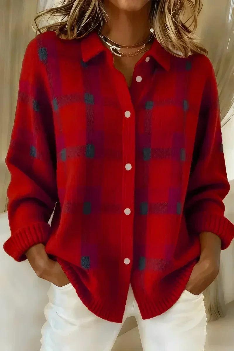 Bretagne™ | Women's Plaid Button Cardigan