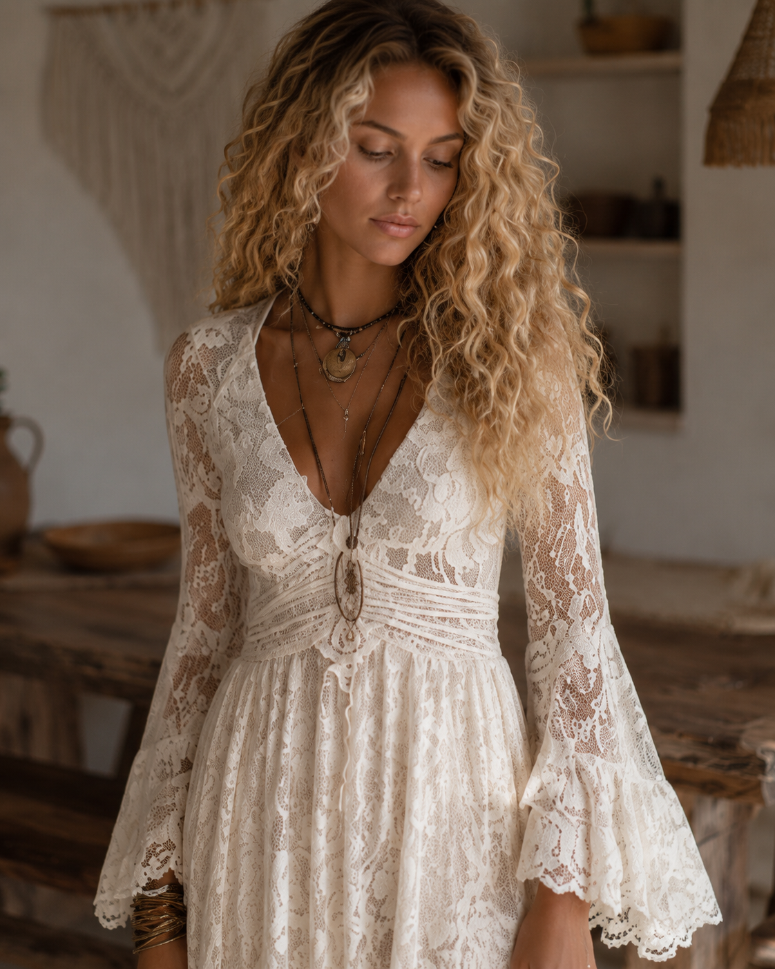 Rosalia | Maxi Dress with V-Neck and Flared Sleeves