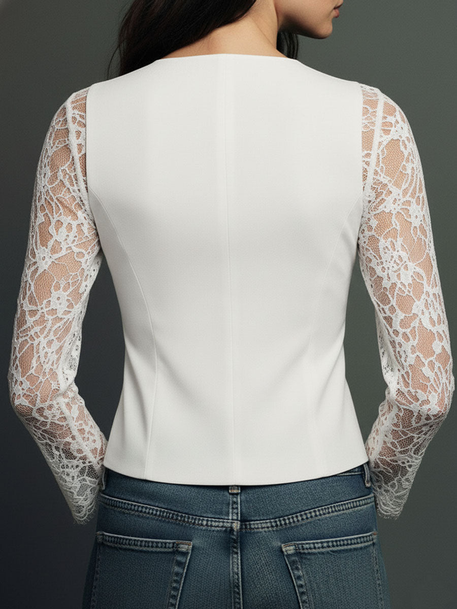 Noémie | Lace Sleeve Tailored Top