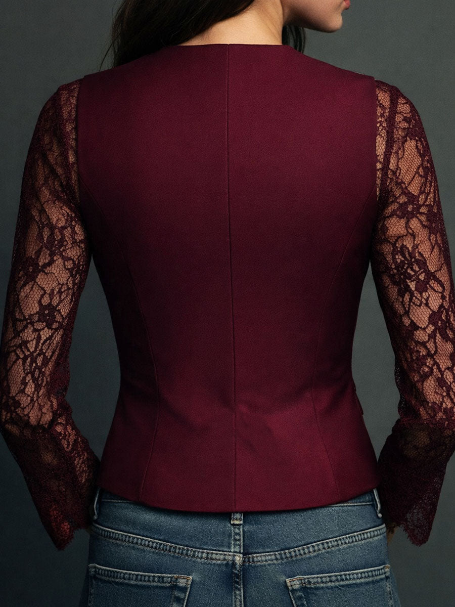 Noémie | Lace Sleeve Tailored Top