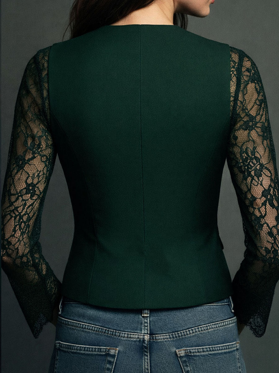 Noémie | Lace Sleeve Tailored Top