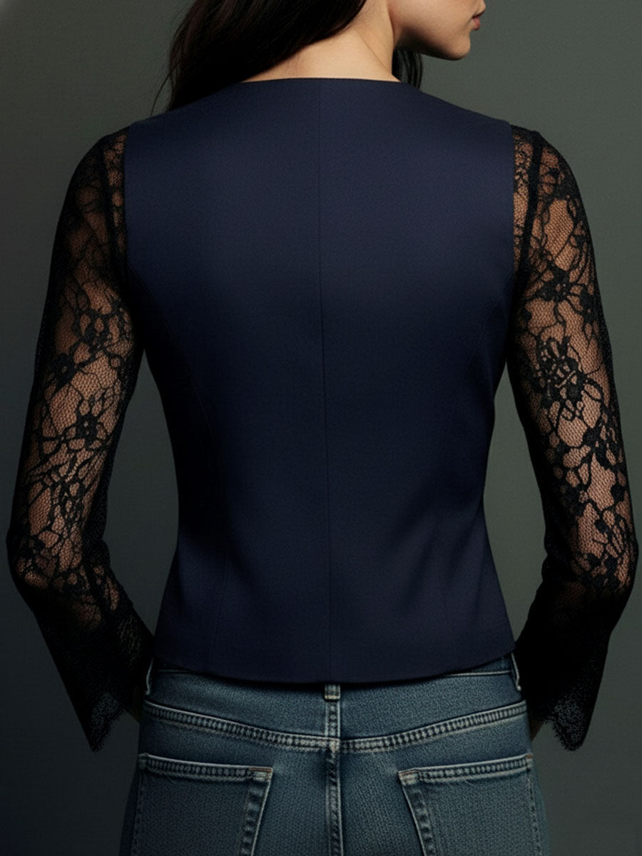 Noémie | Lace Sleeve Tailored Top
