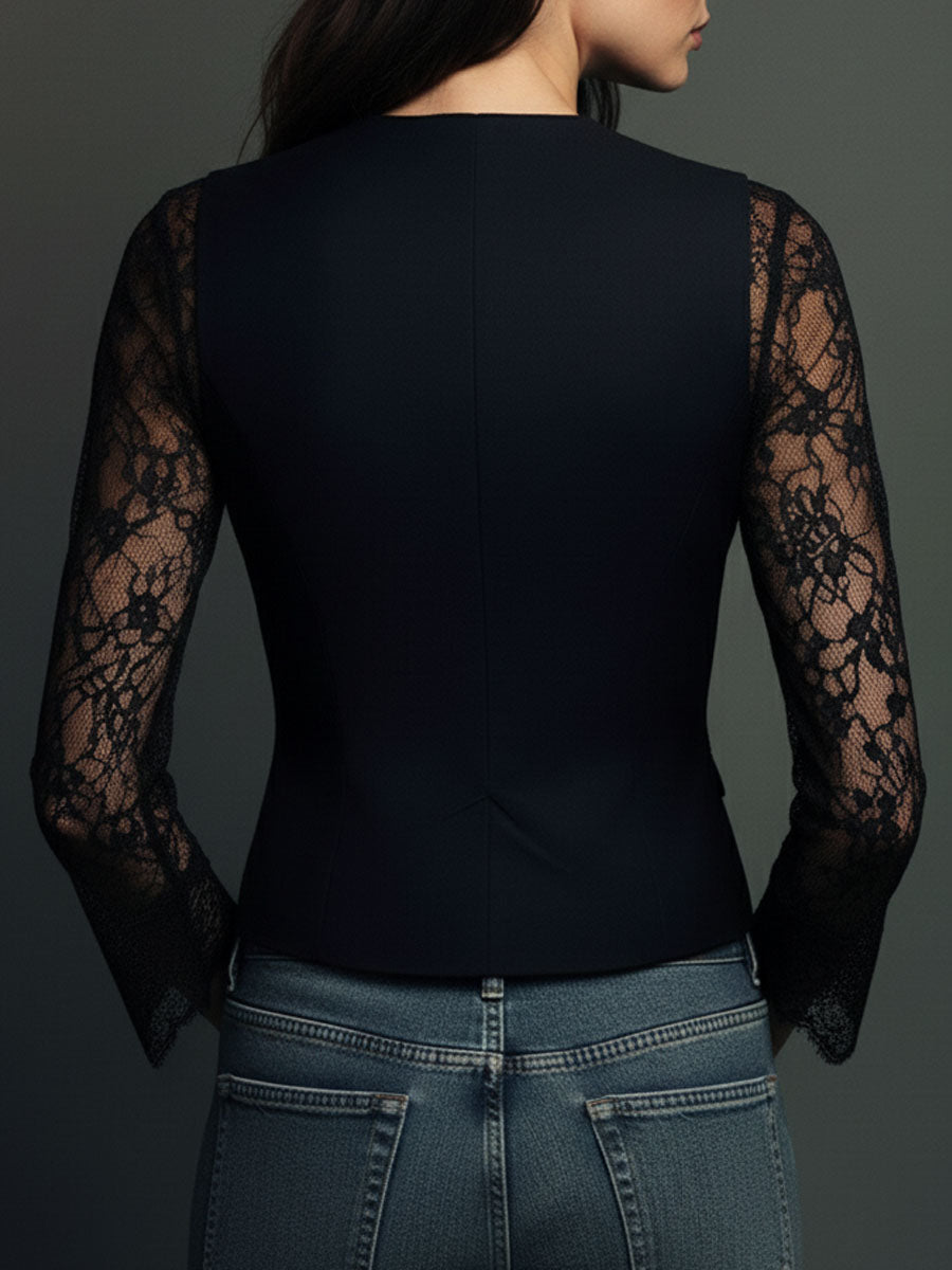 Noémie | Lace Sleeve Tailored Top