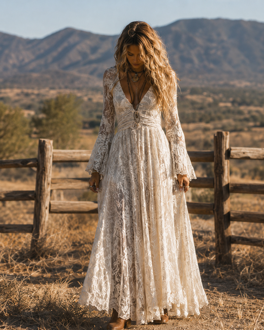 Rosalia | Maxi Dress with V-Neck and Flared Sleeves