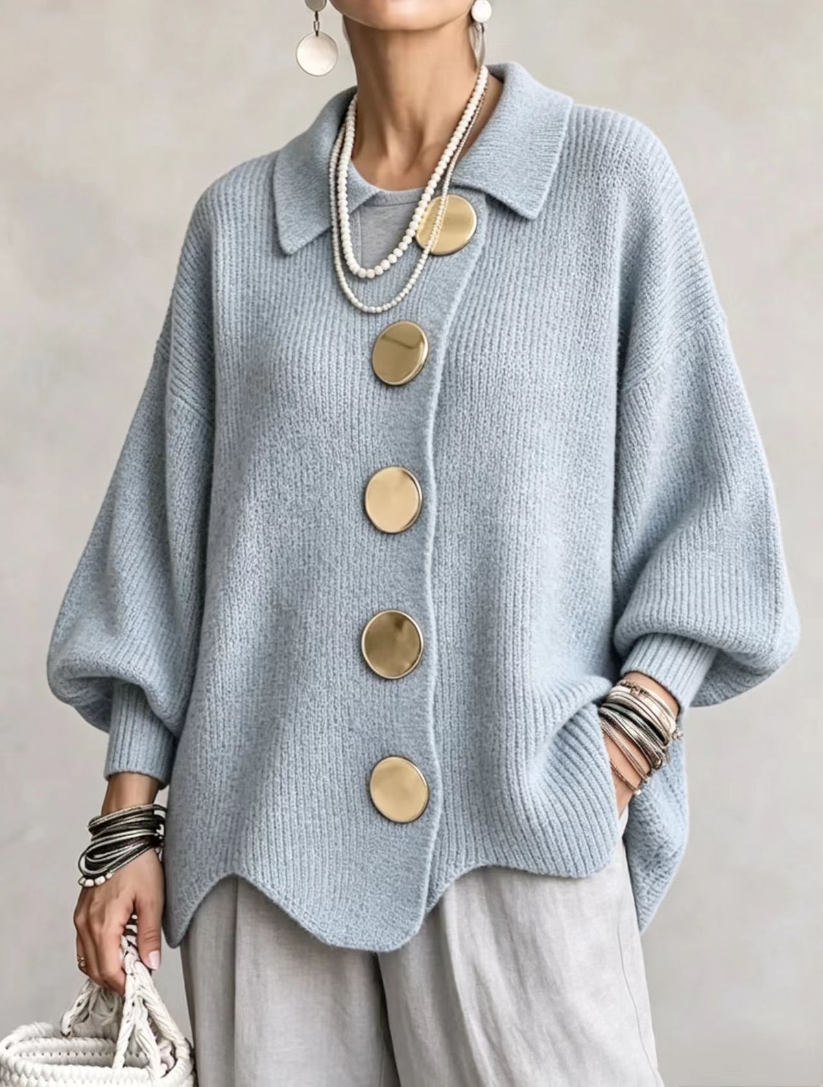 Isadora | Oversized Cardigan with Statement Buttons