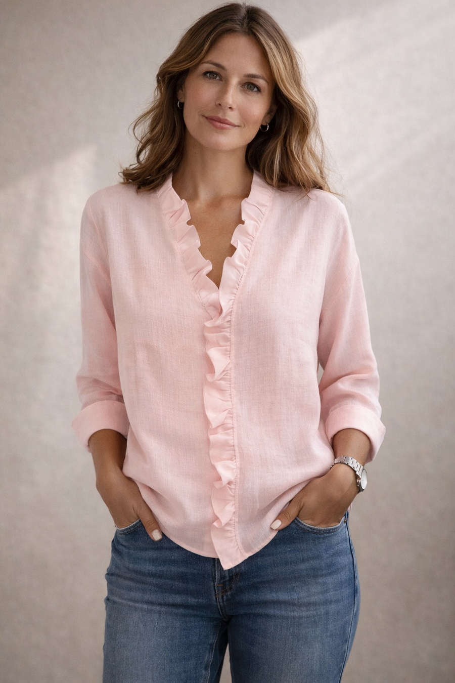 Chloé — Elegant Ruffled Blouse with V-Neck