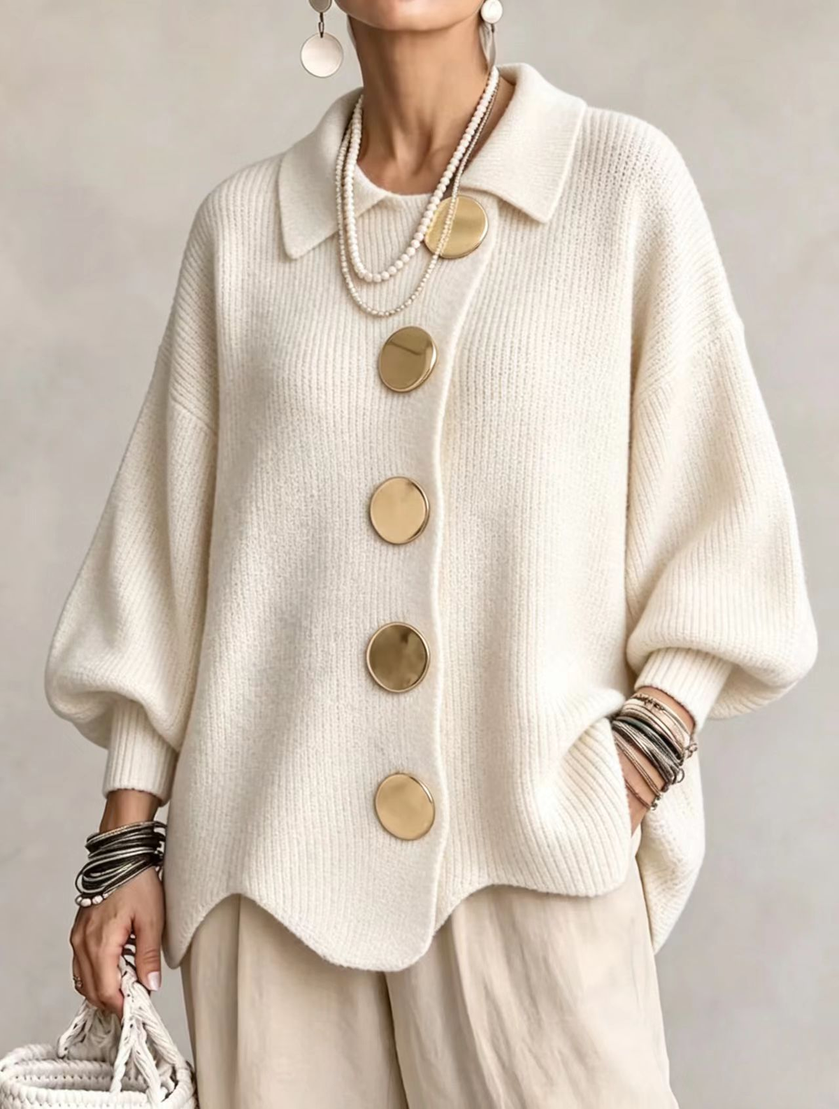Isadora | Oversized Cardigan with Statement Buttons