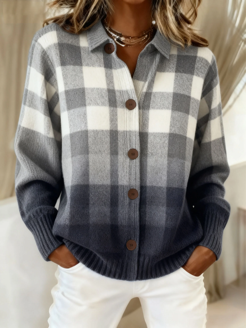 Agnes™ | Women's Checked Button Cardigan