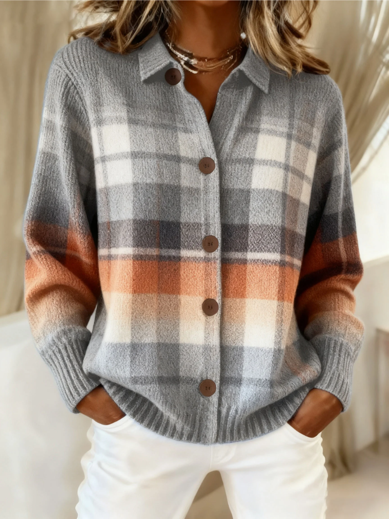 Marlene™ | Ombre Check Cardigan for Women
