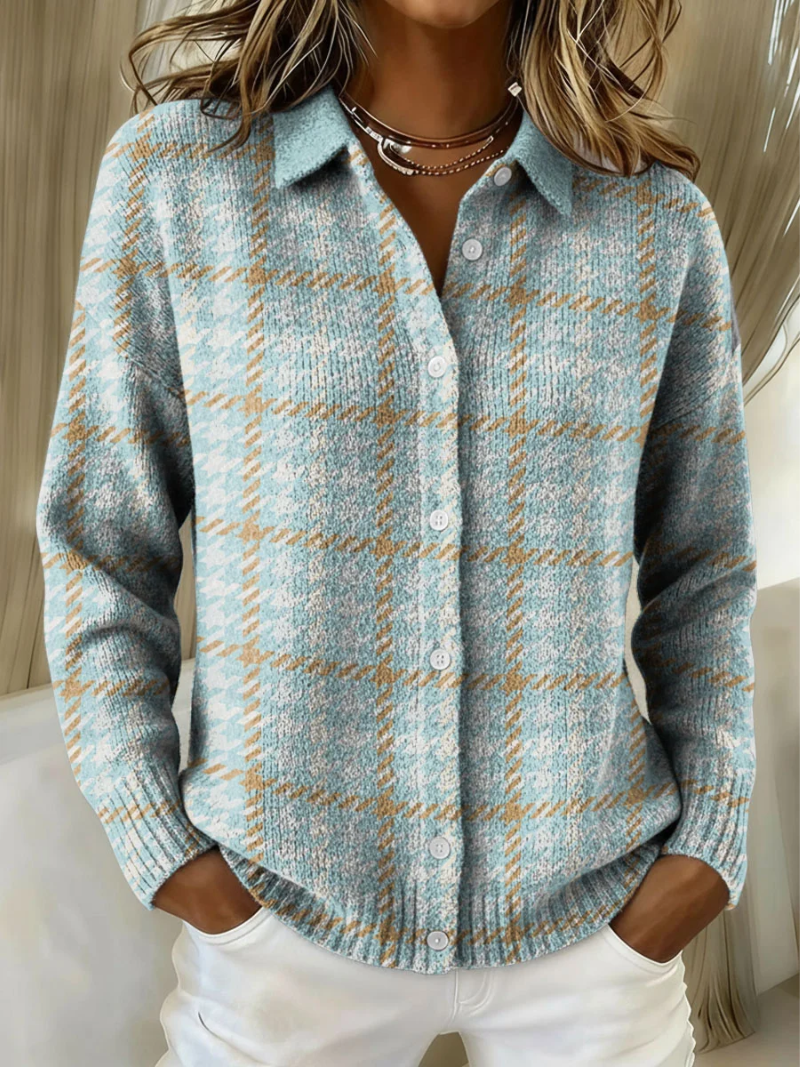 Clara™ | Women's Plaid Button-Up Knit Cardigan