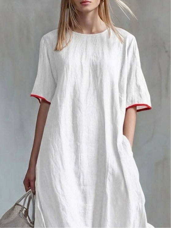 Agata | Long Striped Dress with Ruffles