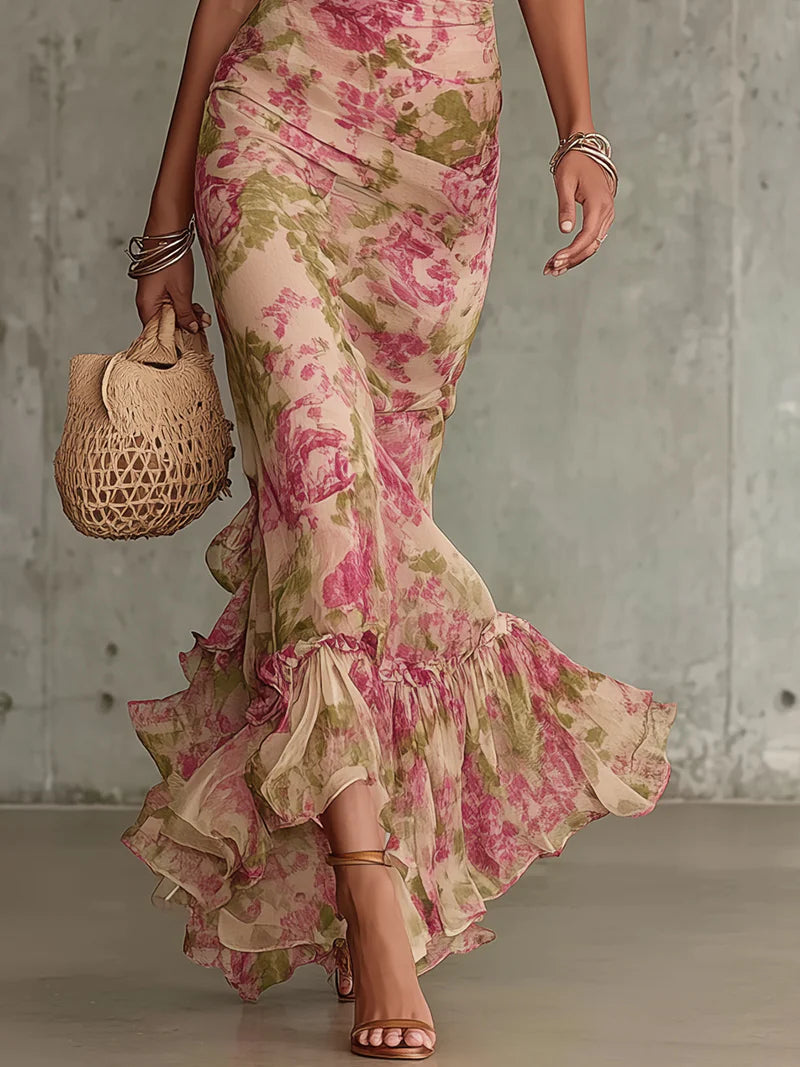 Rosalie | Vintage Rose Print Maxi Dress