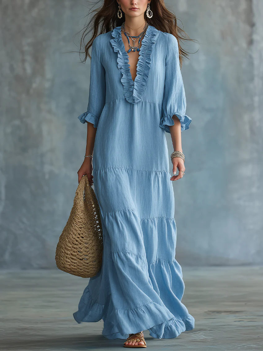 Anita | Bohemian Maxi Dress with V-Neck