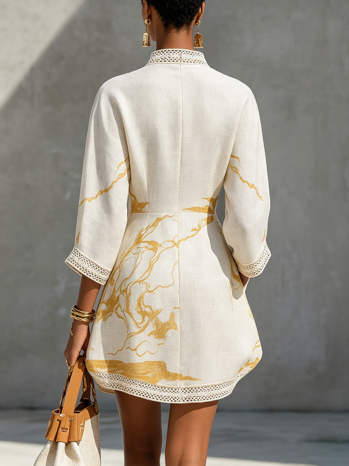 Aliénor | Mini Dress with V-Neck and Crocheted Lace
