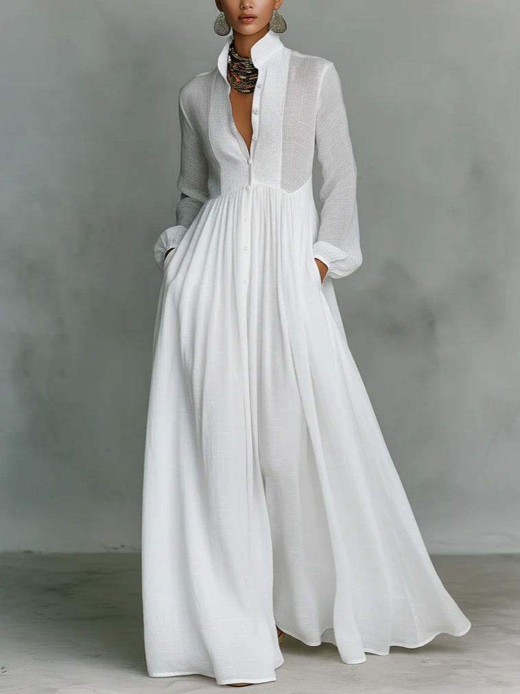 Léonie | Minimalist High Neck Maxi Dress