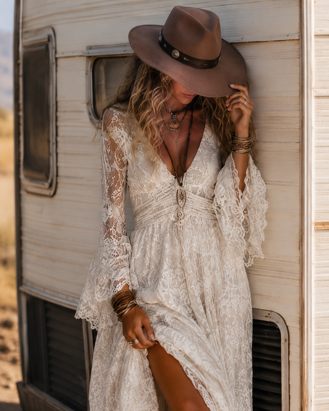 Rosalia | Maxi Dress with V-Neck and Flared Sleeves