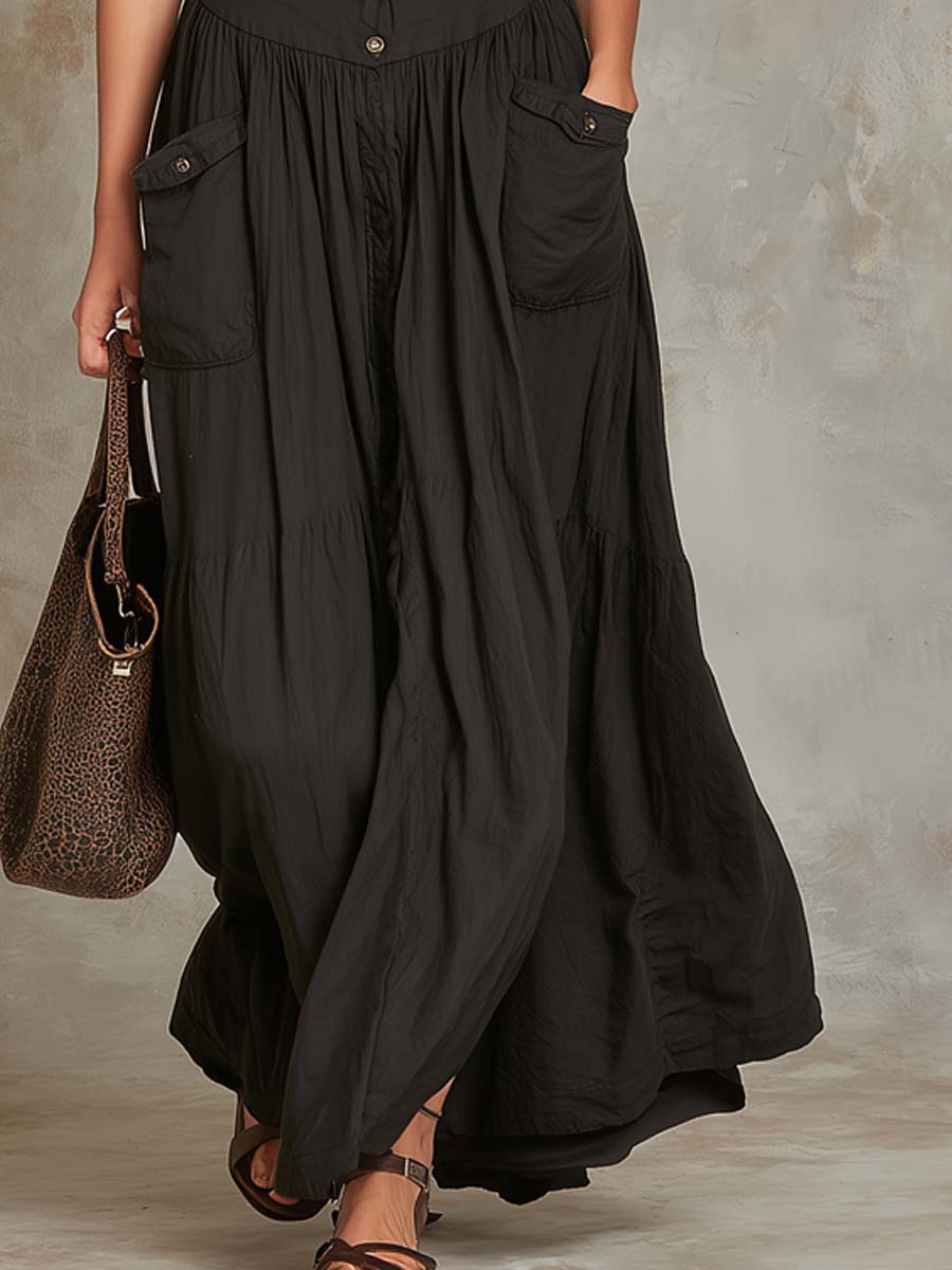 Long Retro Dress with Pockets