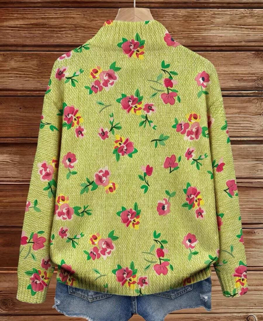 Constance™ | Floral Pink and Lime Zip-Up Cardigan