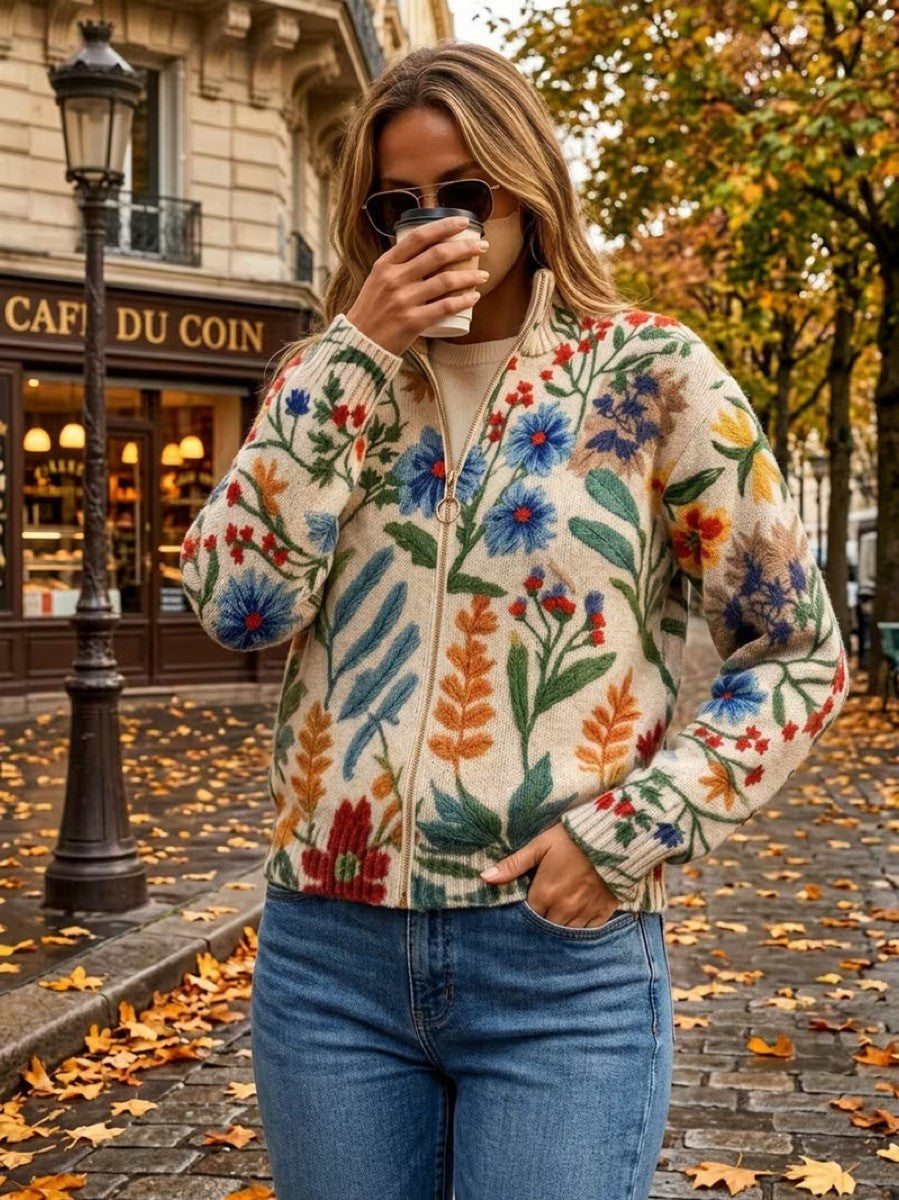 Tabitha™ | Floral Botanical Garden Zip Cardigan