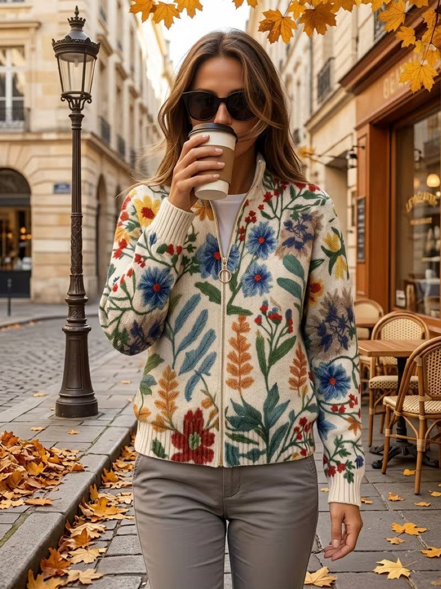 Tabitha™ | Floral Botanical Garden Zip Cardigan