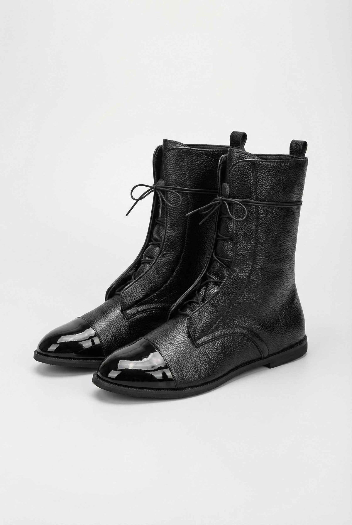 Maëlle | Elegant Black Lace-Up Ankle Boots