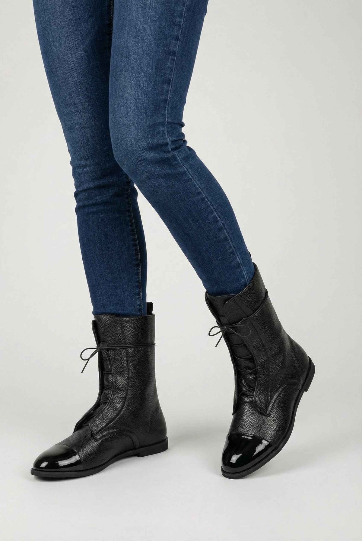 Maëlle | Elegant Black Lace-Up Ankle Boots