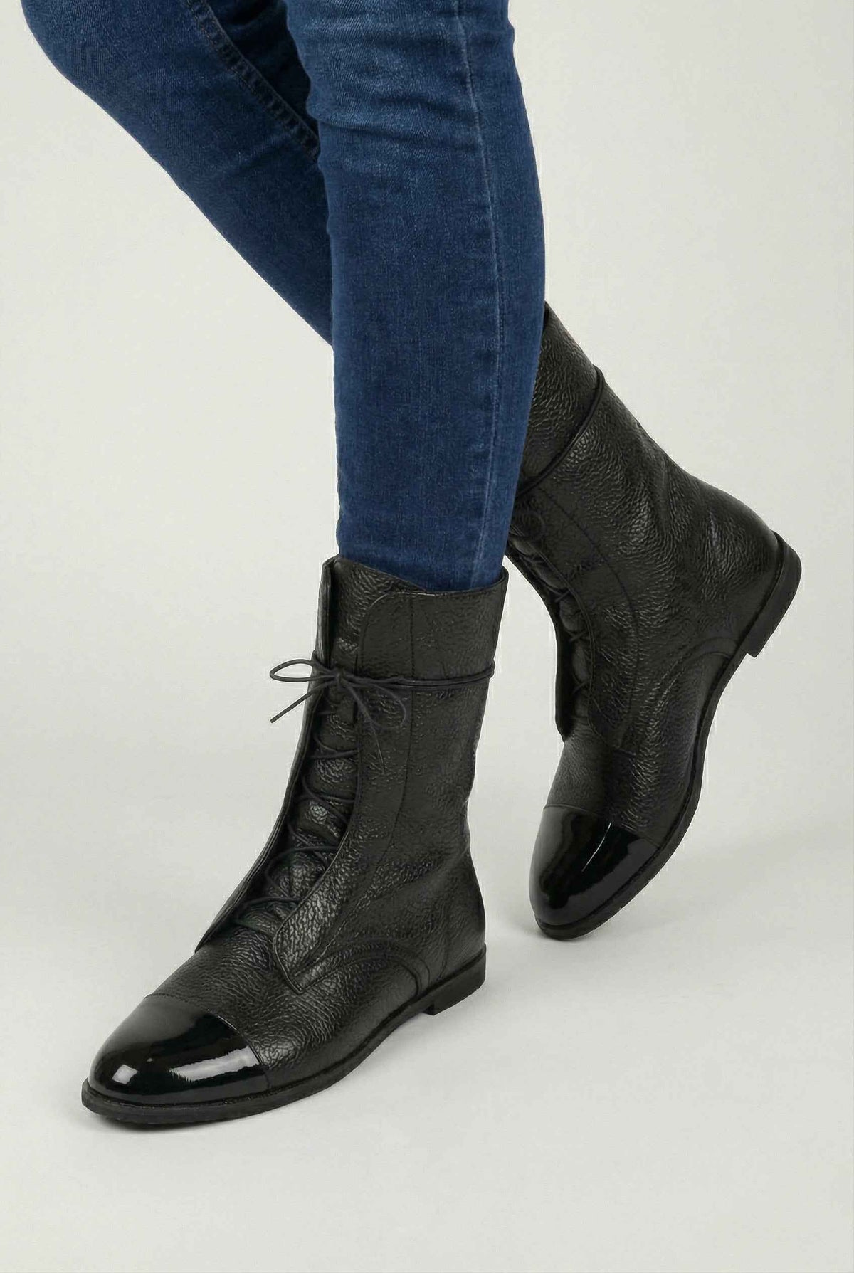 Maëlle | Elegant Black Lace-Up Ankle Boots