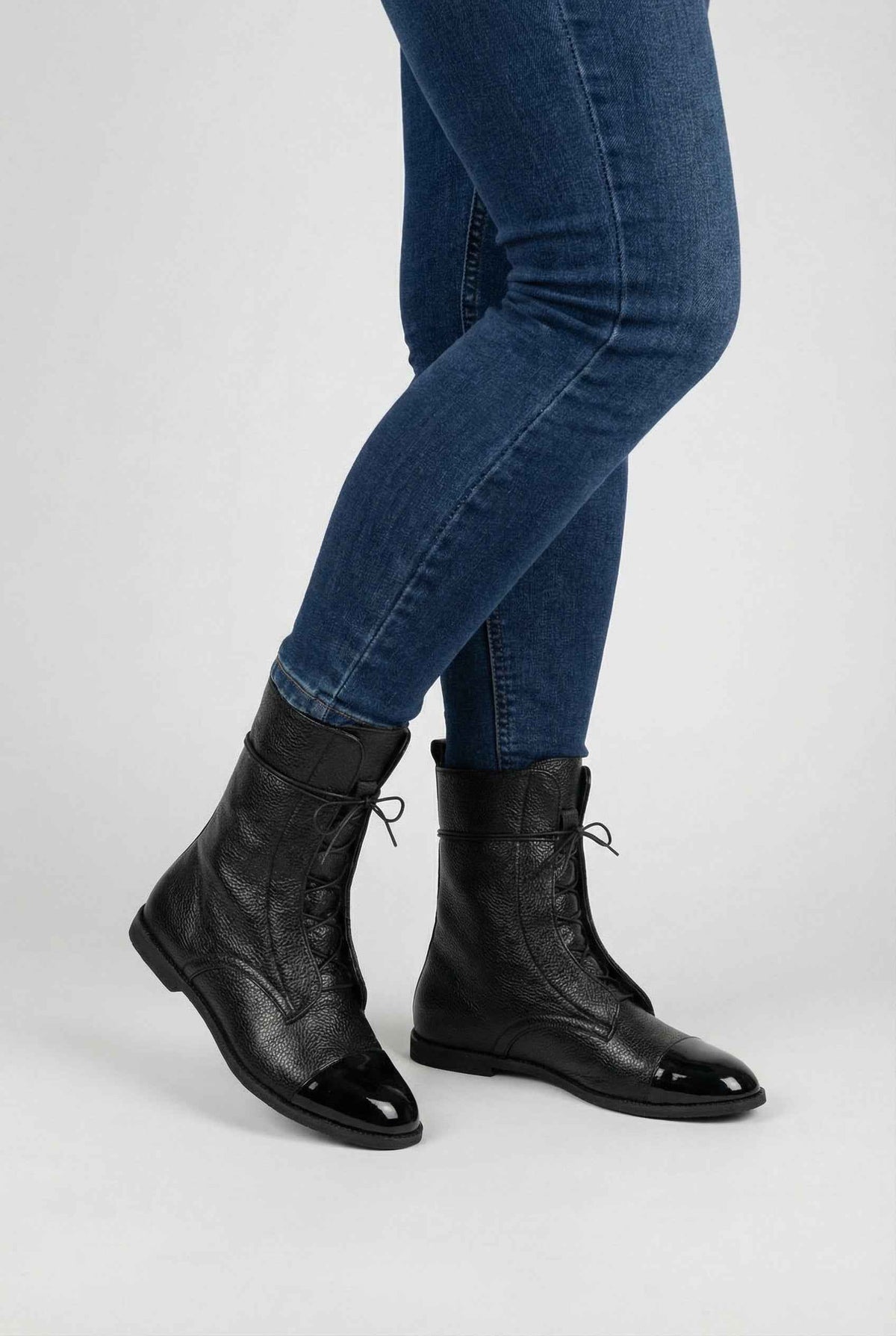 Maëlle | Elegant Black Lace-Up Ankle Boots