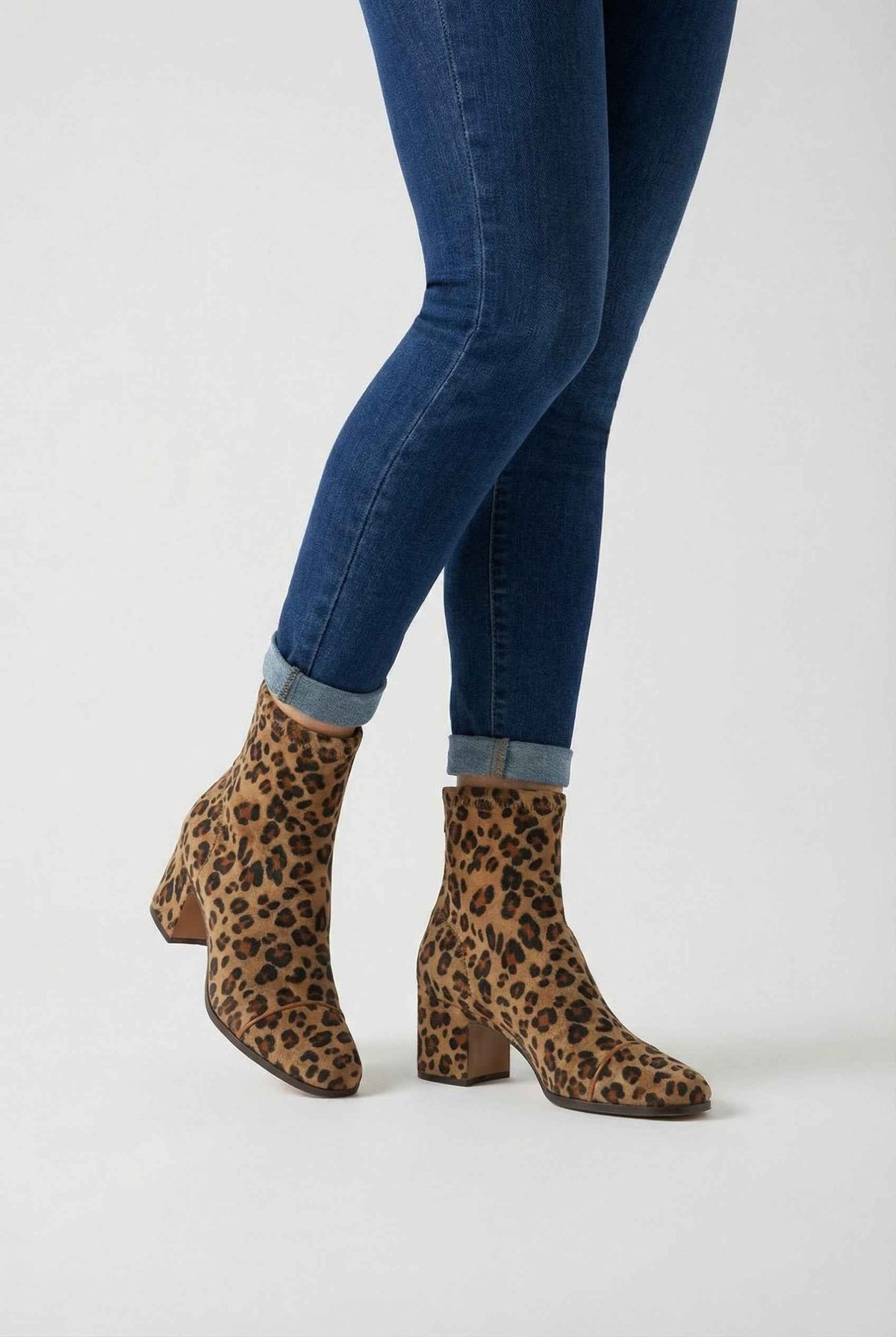 Faustine | Retro Heel Leopard Ankle Boots