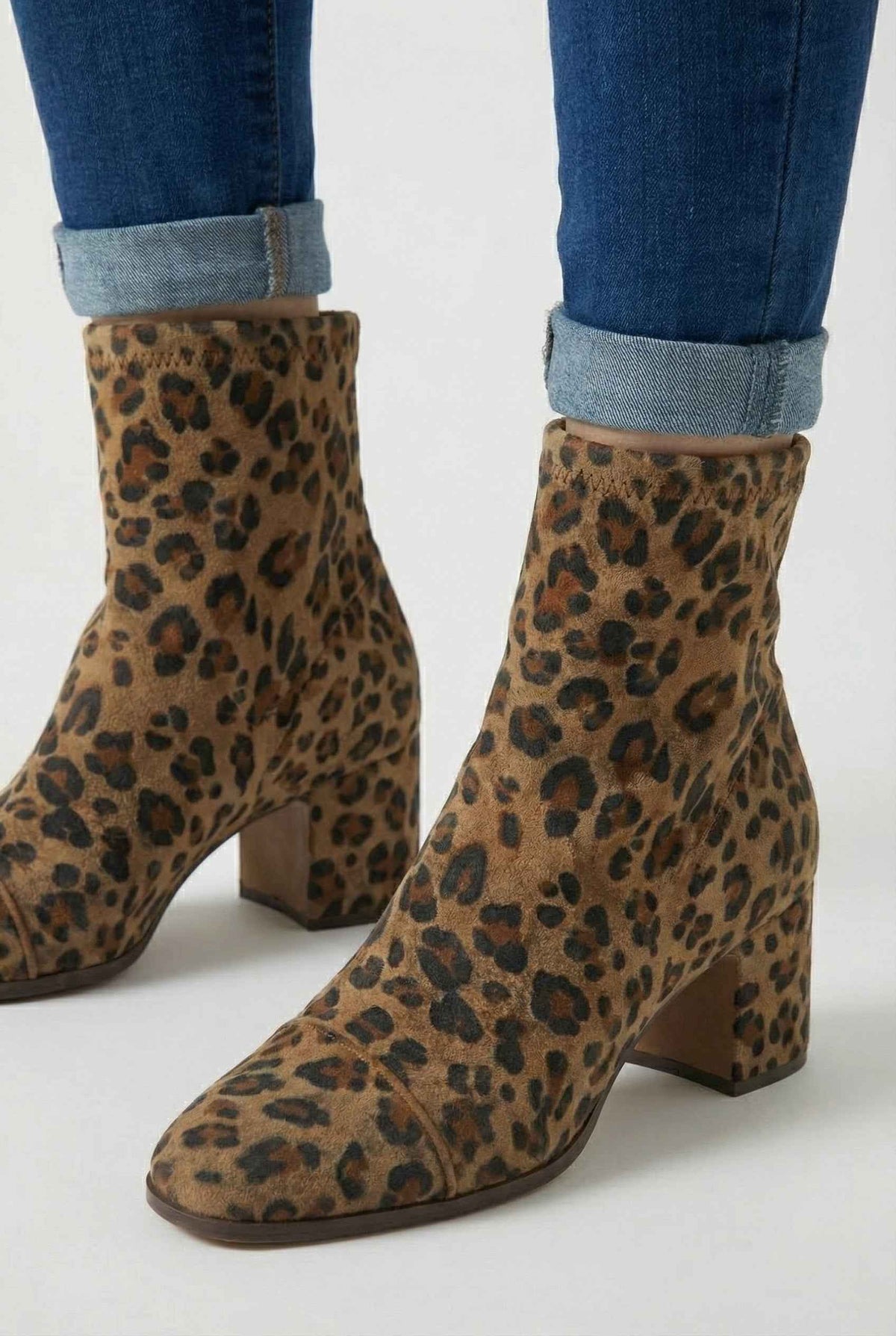 Faustine | Retro Heel Leopard Ankle Boots
