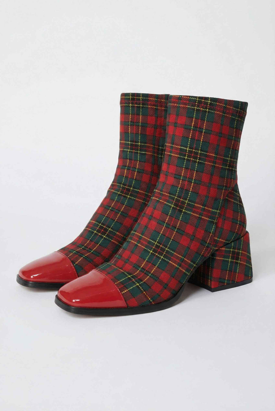 Apolline | Elegant Red and Green Ankle Boots