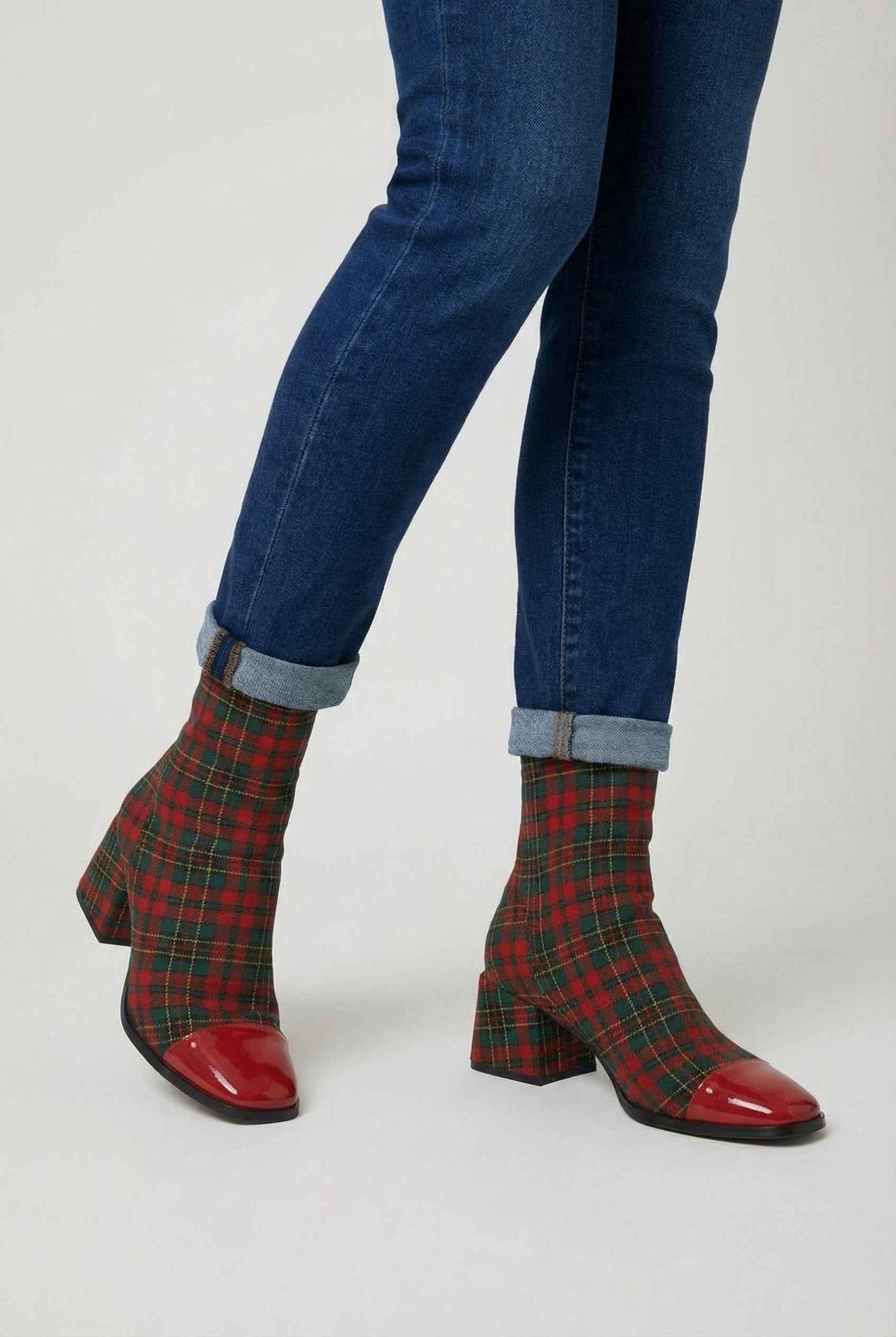 Apolline | Elegant Red and Green Ankle Boots