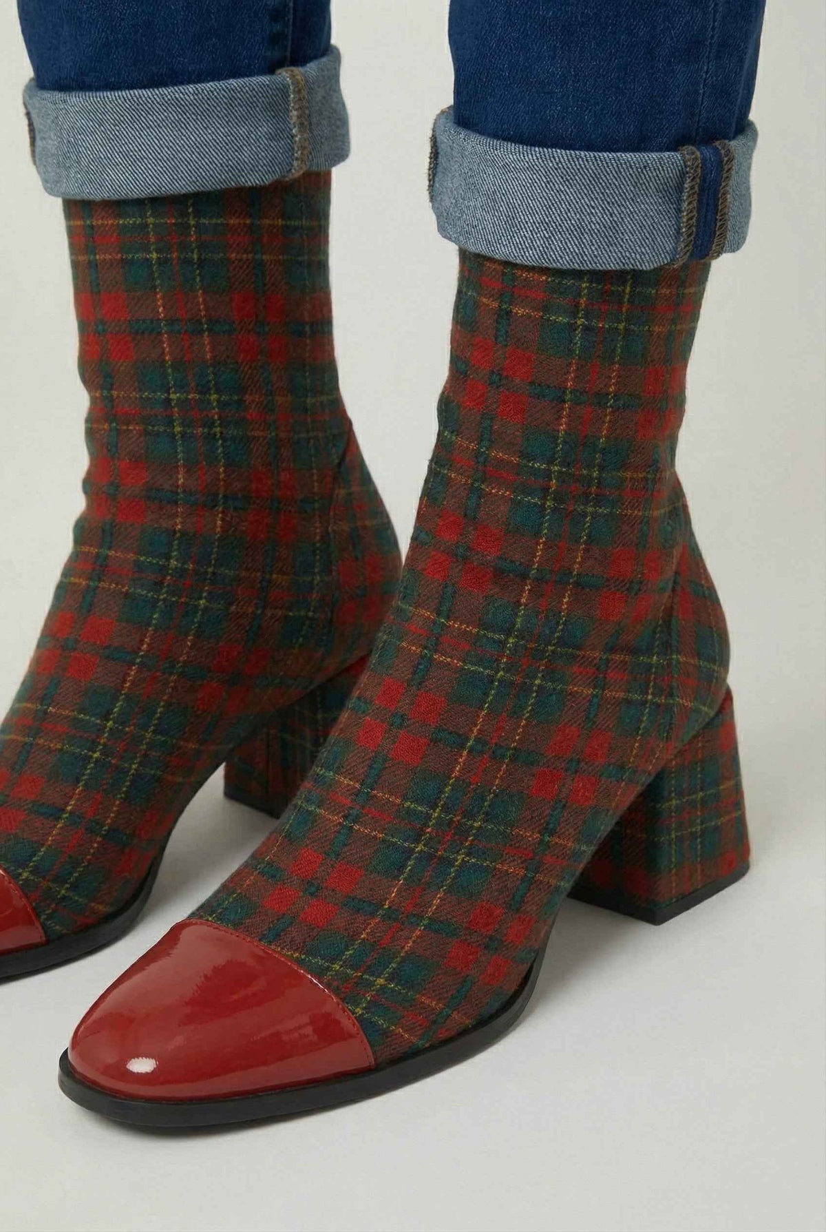 Apolline | Elegant Red and Green Ankle Boots