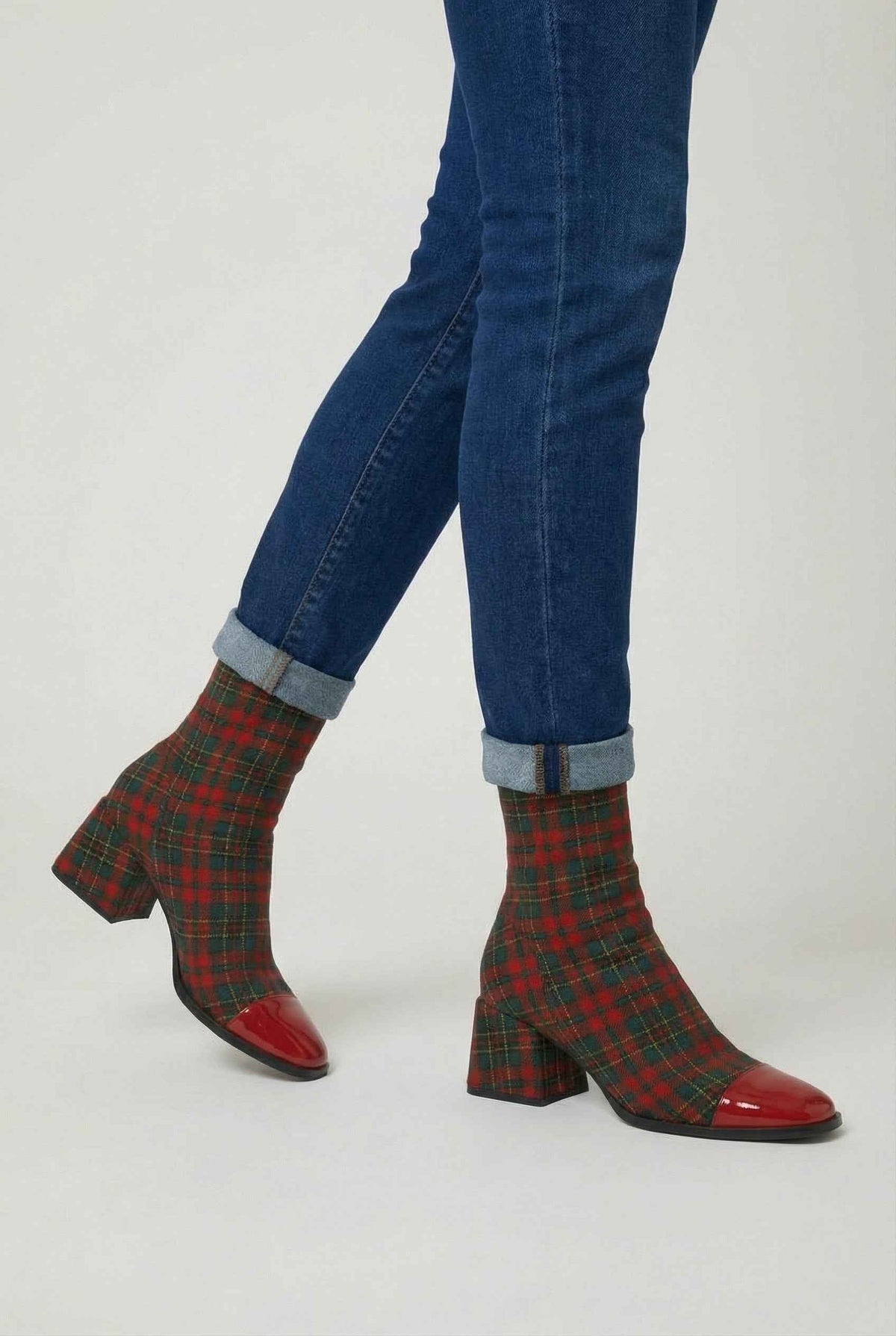 Apolline | Elegant Red and Green Ankle Boots