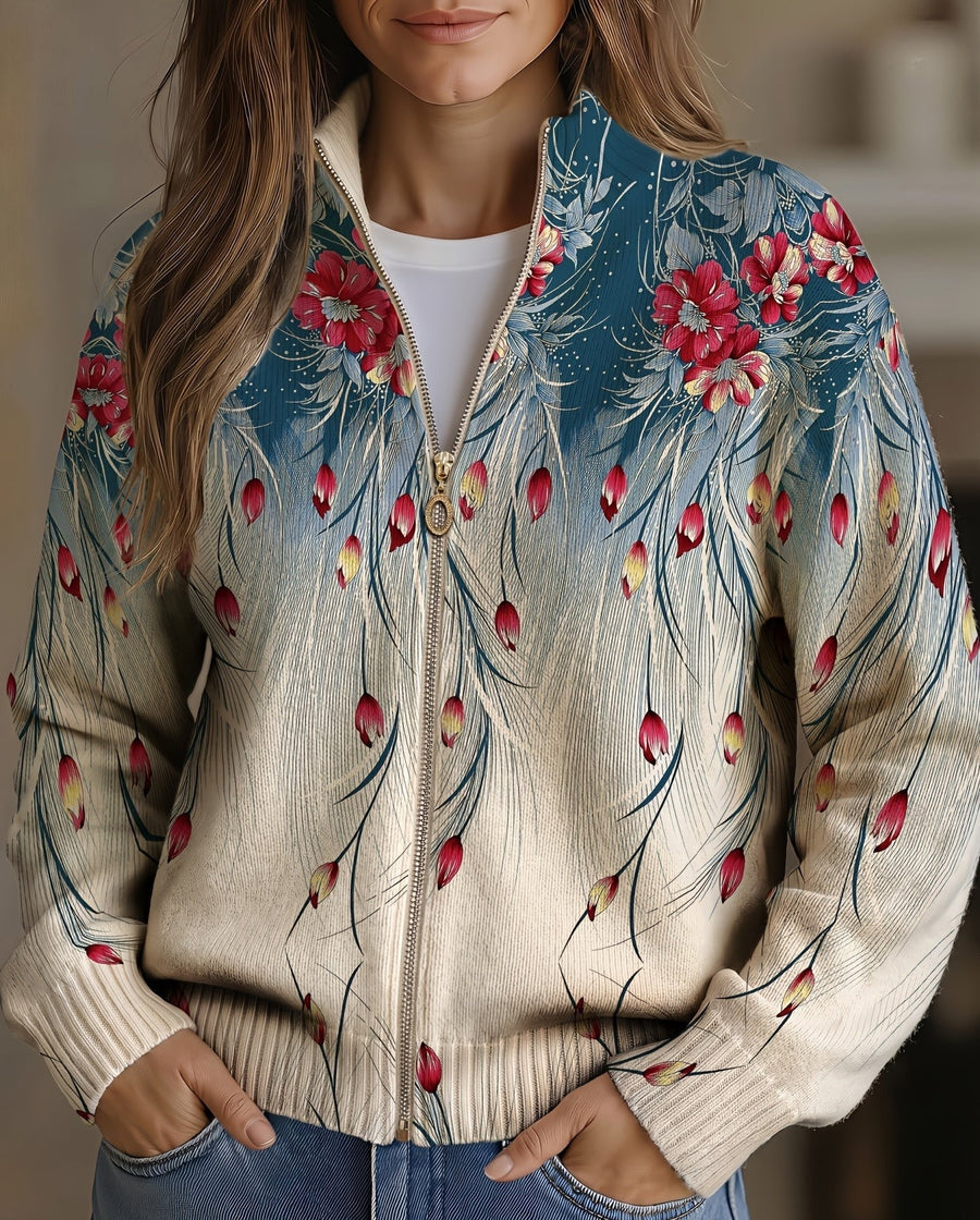 Zillah™ | Floral Peacock Feather Ombre Print